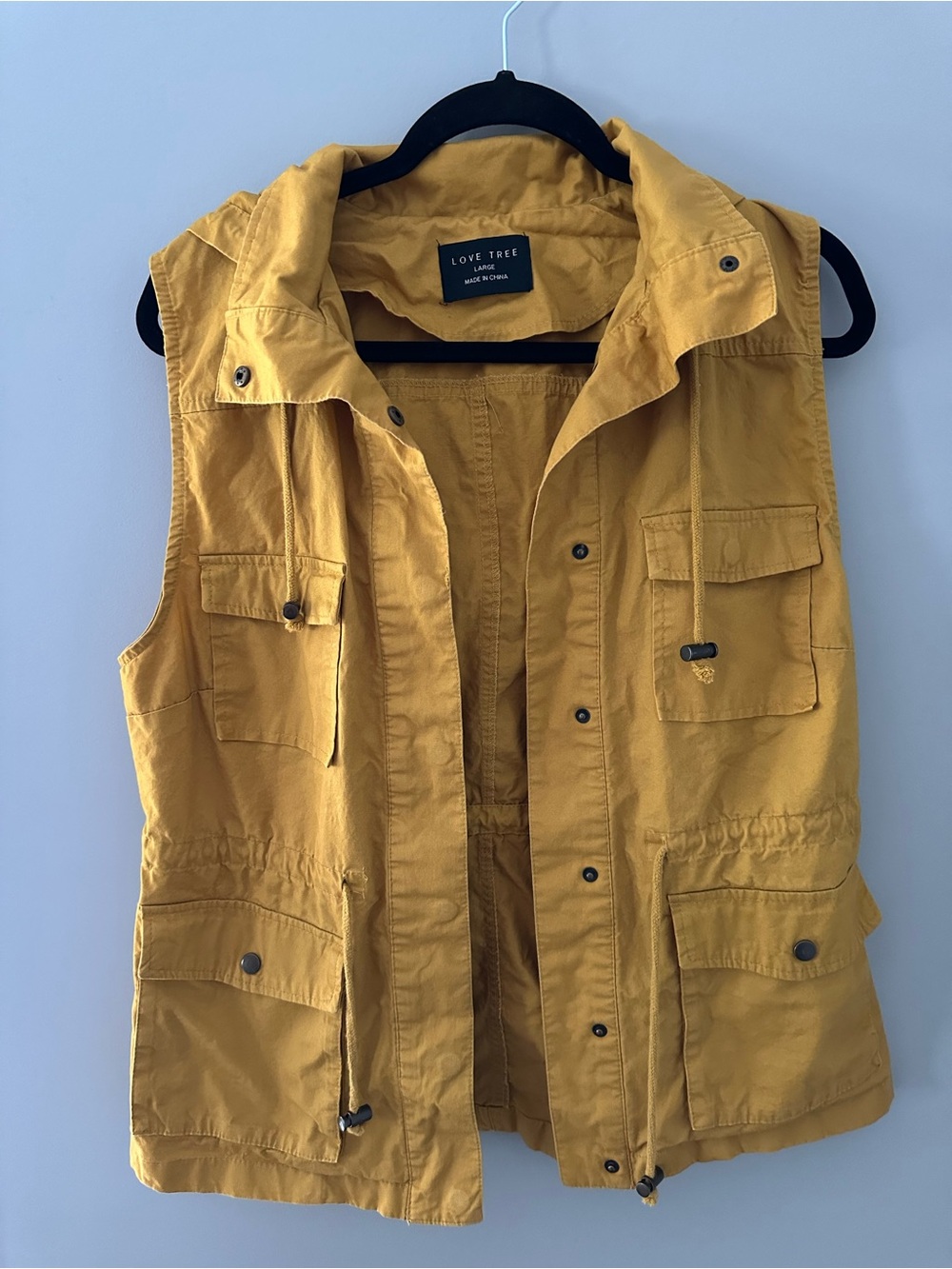 100% cotton Love Tree Mustard Hooded Vest